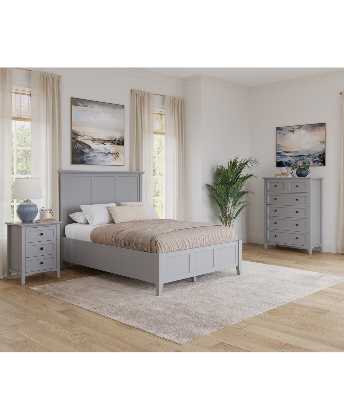 Macy's Hedworth Full 3-pc. Set (bed, Chest & Nightstand) In Grey