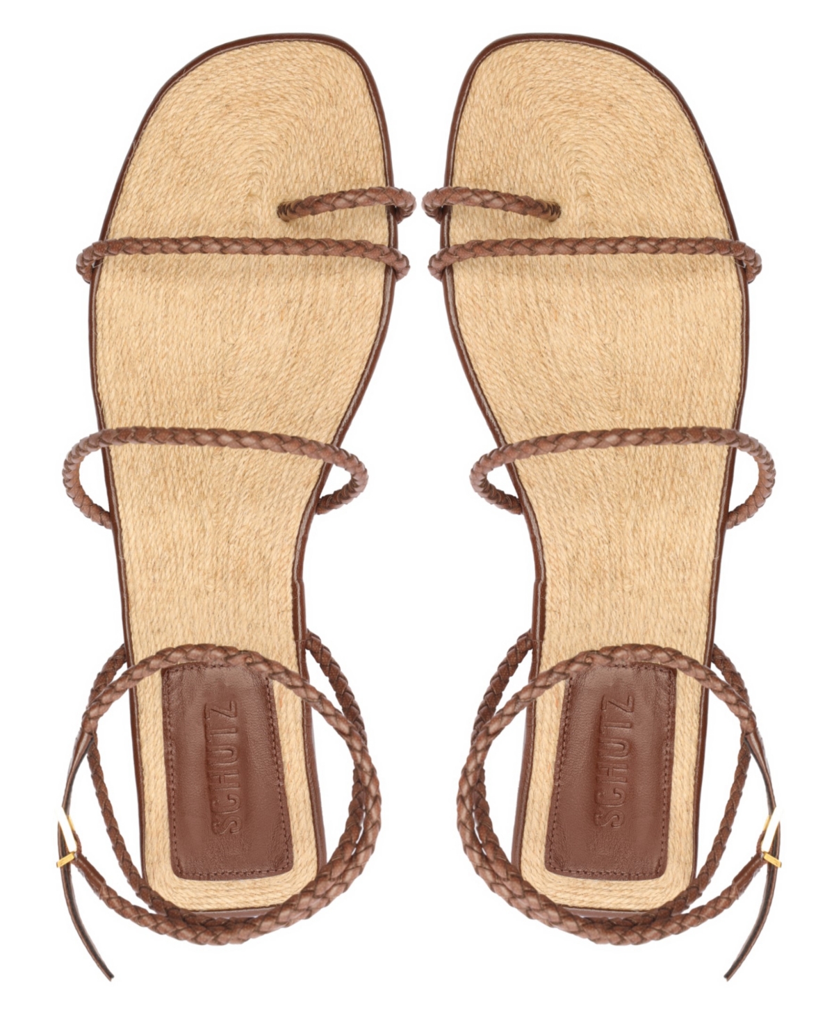 Shop Schutz Women's Kaya Straw Flat Sandals In Brown