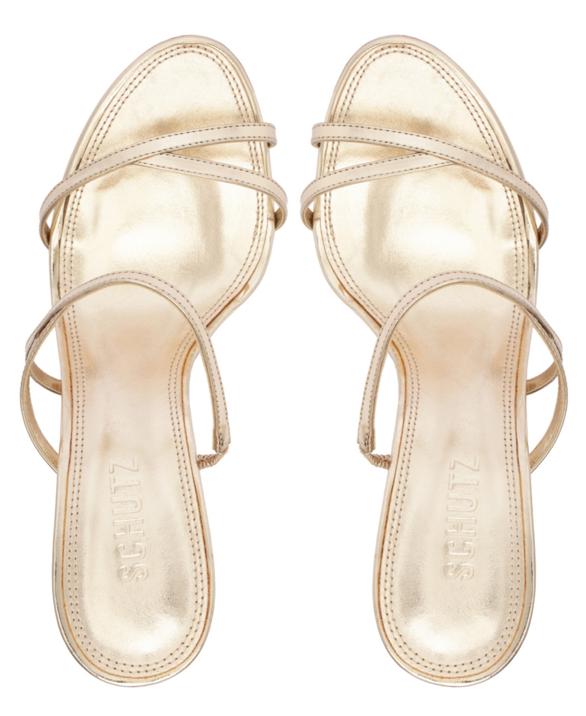 Schutz Diana Metallic Stiletto Slide Sandals In Gold