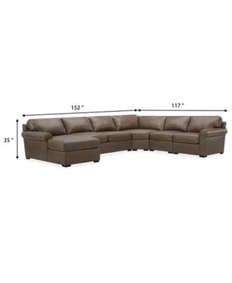 Radley Roll Arm 152" 5-Pc. Leather Wedge Corner Chaise Sectional