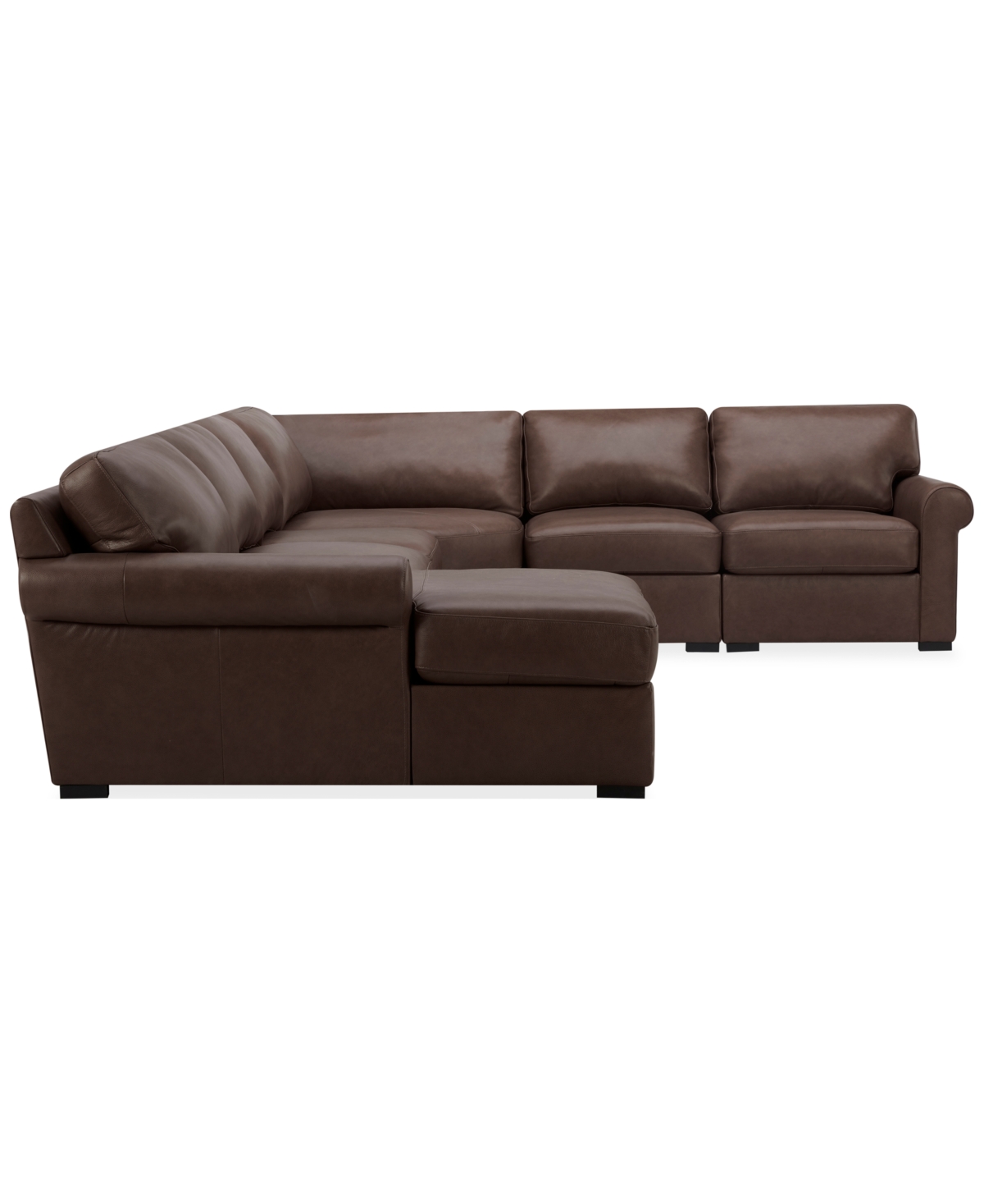 Macy's Radley Roll Arm 152" 5-pc. Leather Wedge Corner Chaise Sectional, Exclusively At