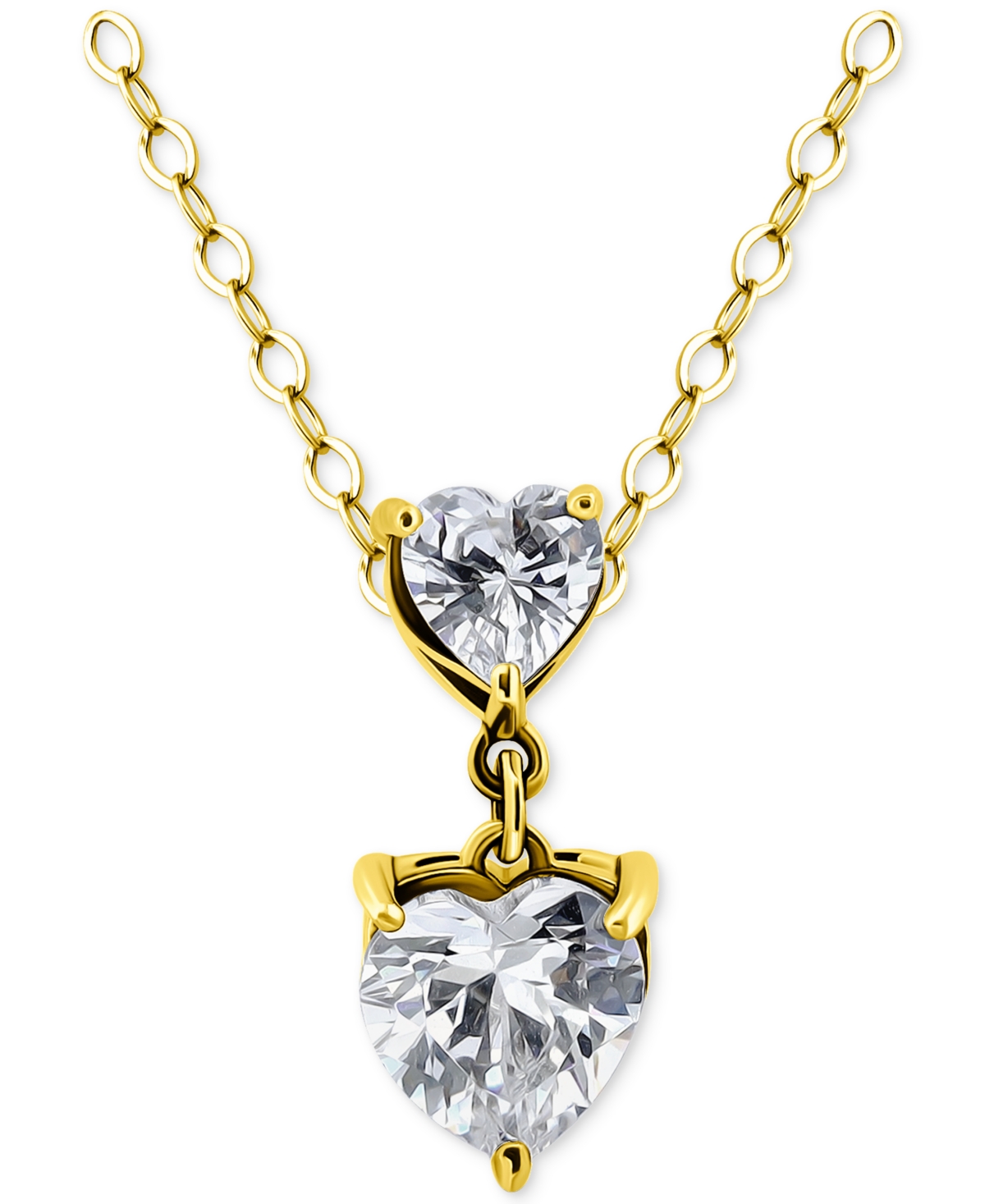 Giani Bernini Cubic Zirconia Double Heart Pendant Necklace, 16" + 2" Extender, Exclusively At Macy's In Gold