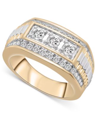 Men's Diamond Two-Tone Statement Ring (1 ct. t.w.) in 10k Gold