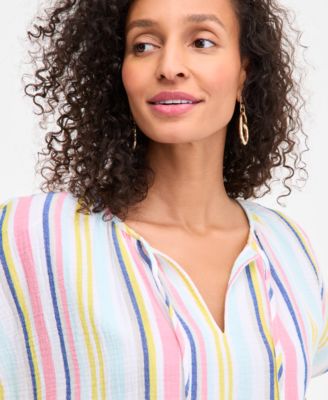 売れ筋商品|||スタイルアンドコー カットソー トップス レディース Women's Cotton Striped Tie-Neck Dolman-Sleeve Top, Exclusively at Macy's MULTI STRIPE Style & Co Women's Cotton Striped Tie-Neck Dolman-Sleeve Top