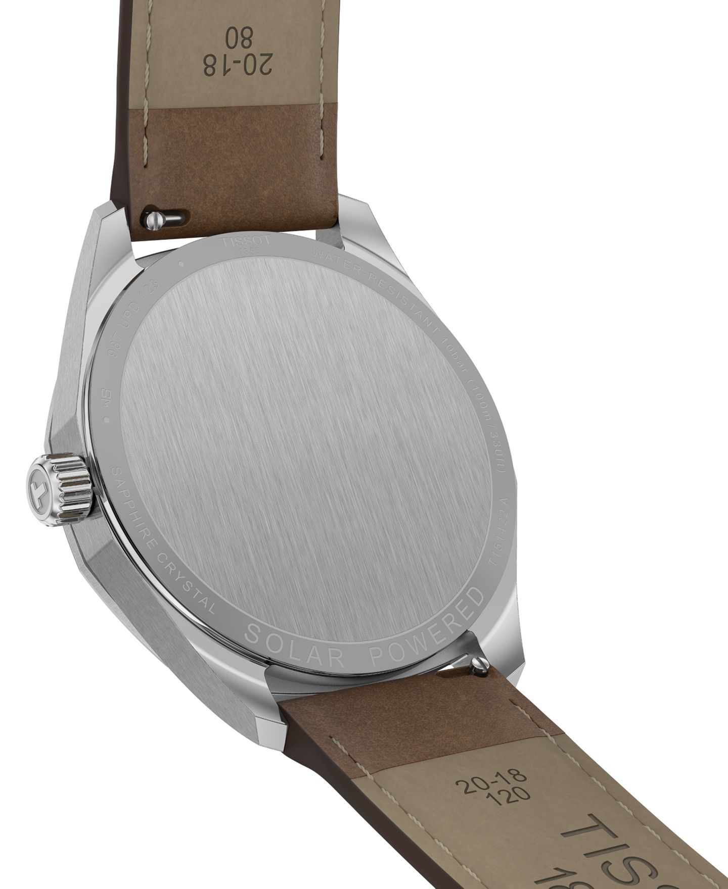 Мужские часы Tissot Swiss PRC 100 Solar Quartz Brown Leather Strap Watch 39mm — фото 5