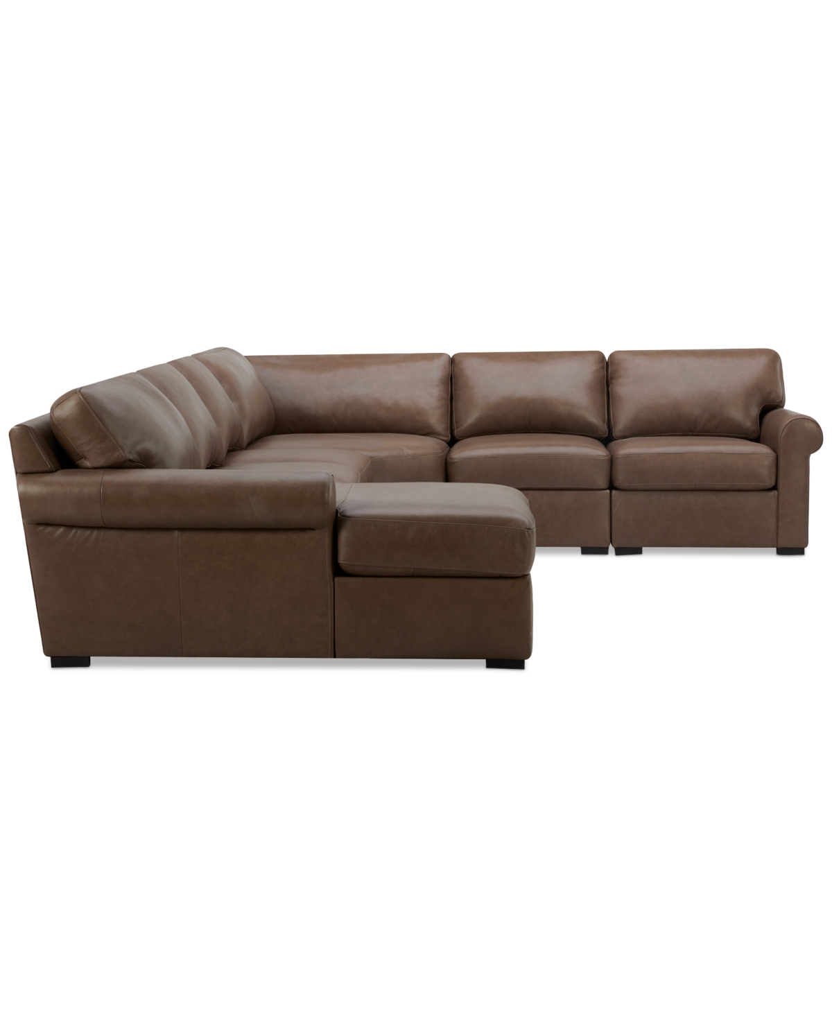 Macy's Radley Roll Arm 145" 6-pc. Leather Wedge Corner Chaise Sectional, Exclusively At
