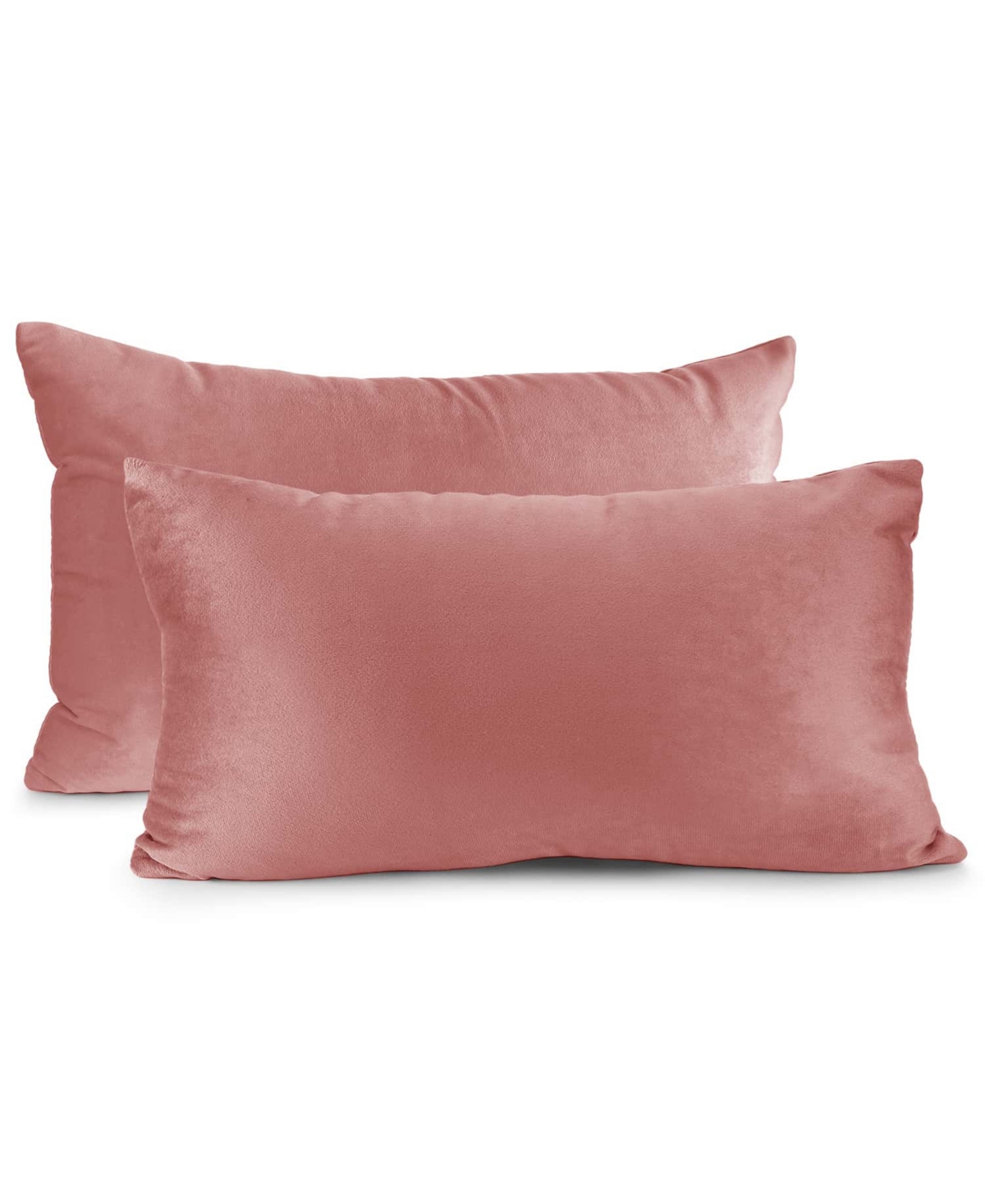 Nestl Elegant 2-pack Velvet Decorative Throw Pillows With Removeable Covers, 12" X 20" In Misty Rose
