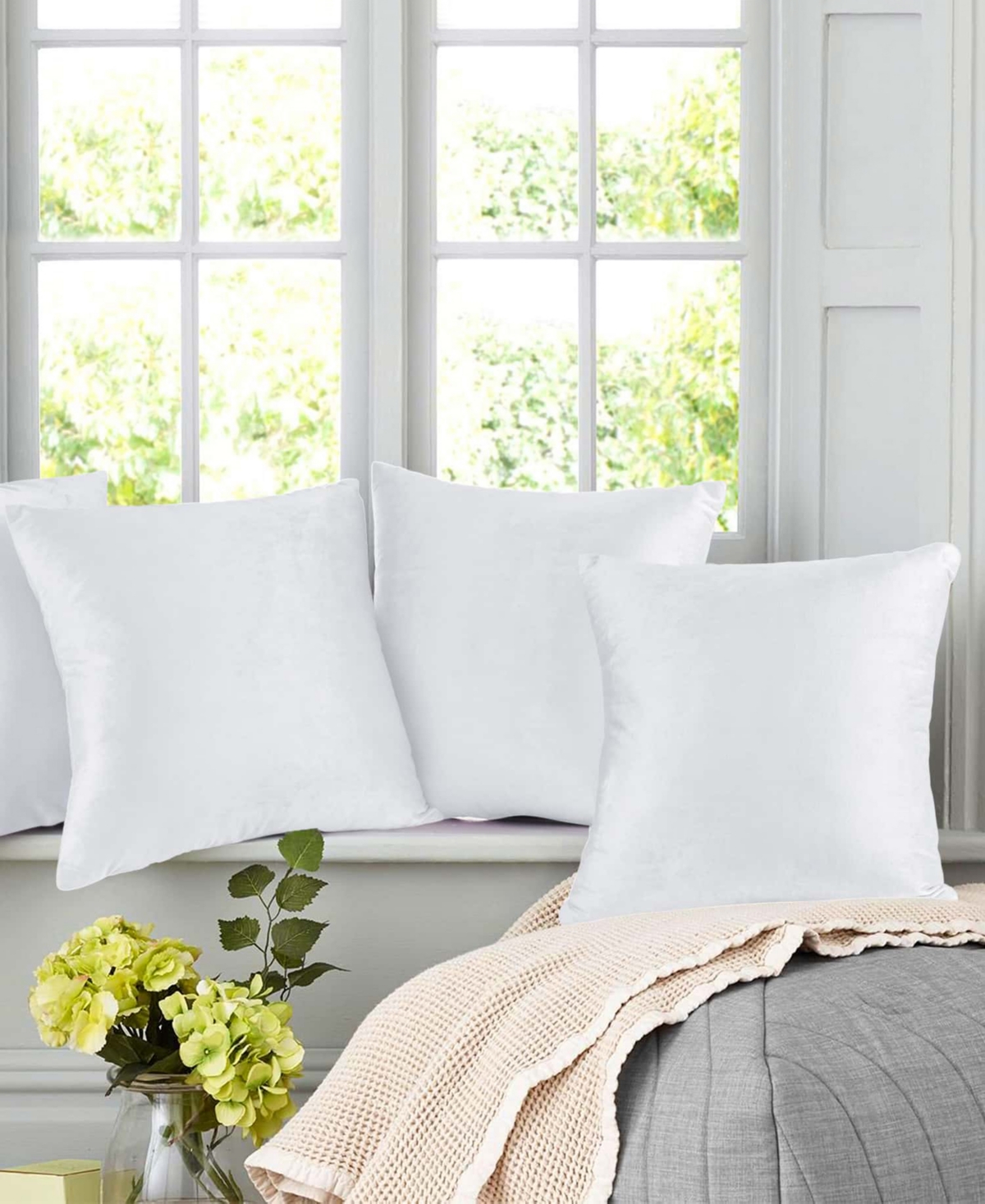 Nestl Elegant 2-pack Velvet Decorative Throw Pillows With Removeable Covers, 18" X 18" In White