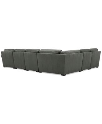 Radley Roll Arm 145" 6-Pc. Leather Wedge Corner Chaise Sectional