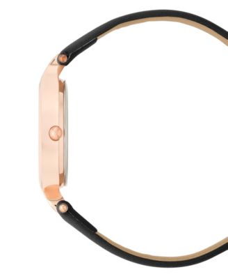 Women's Quartz Black Leather Watch, 30mm