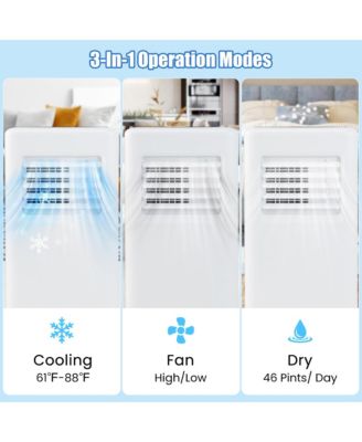 Portable Air Conditioner w/ Remote Control 3-in-1 Portable AC Unit w/ Fan & Dehumidifier