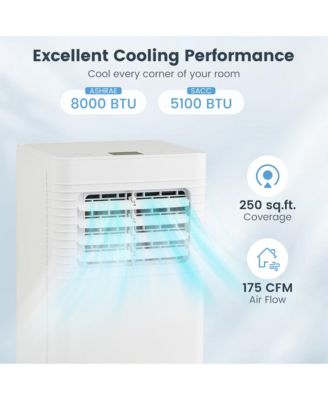 8000 BTU Portable Air Conditioner 3-in-1 AC Unit w/ Dehumidifier & Fan Sleep Mode & 24H Timer