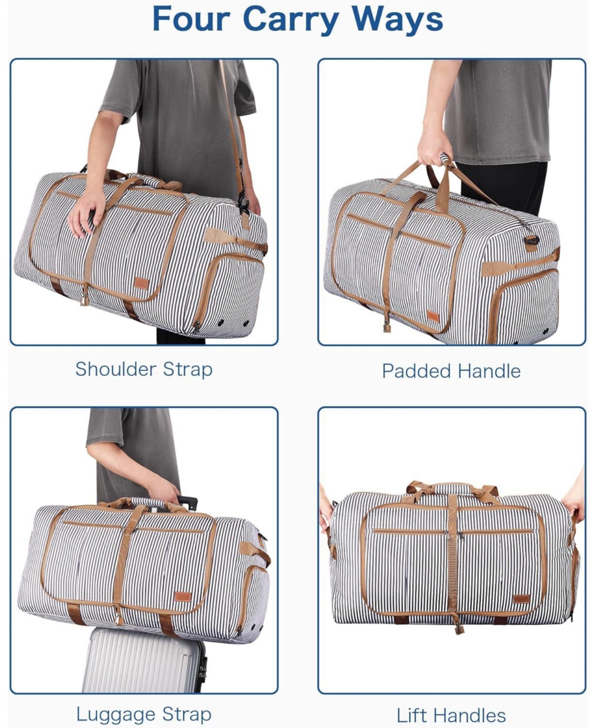 Urtala 120L Foldable Collapsible Travel Duffle Bag for Men and Women with Shoe Compartment