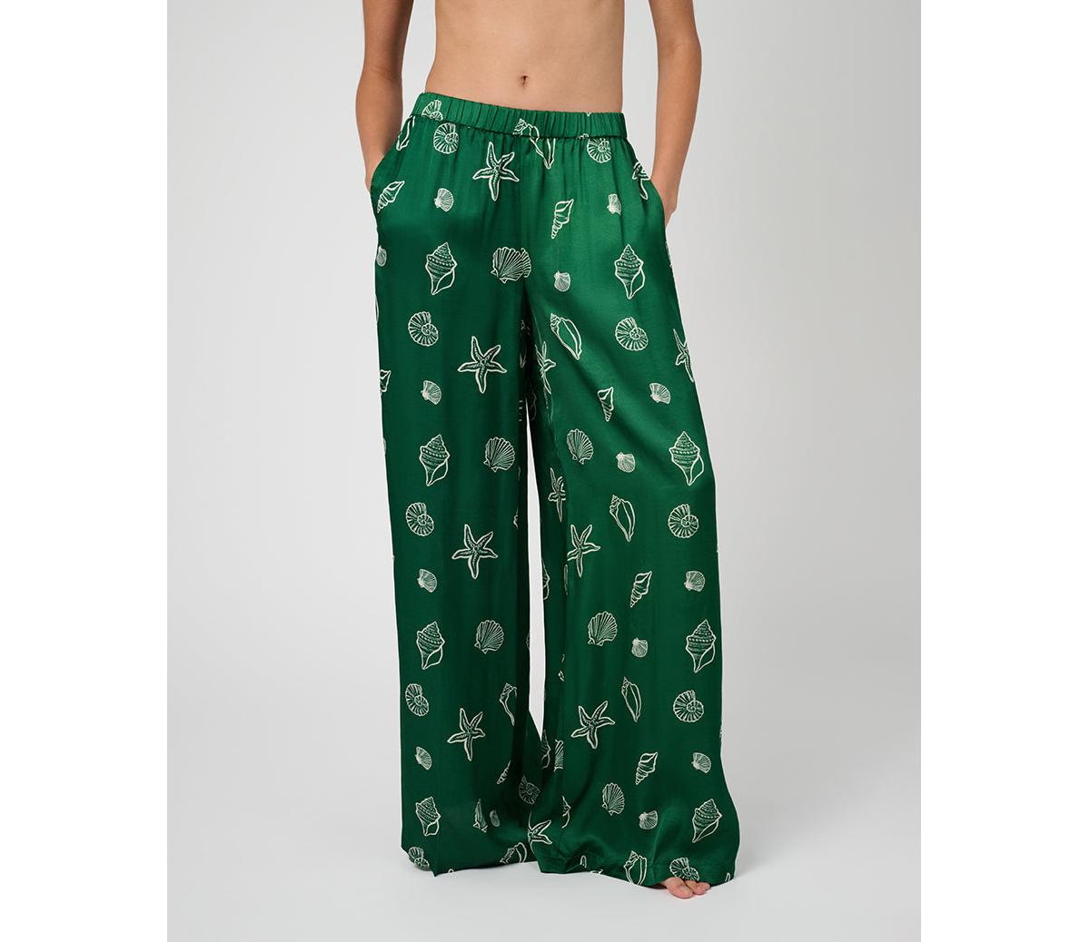 Women's Beach Pants - Sea grn/off wh