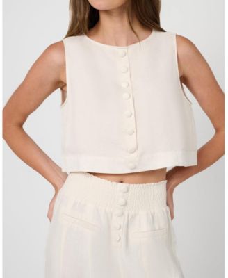 Women's Boxy Linen Boatneck Top