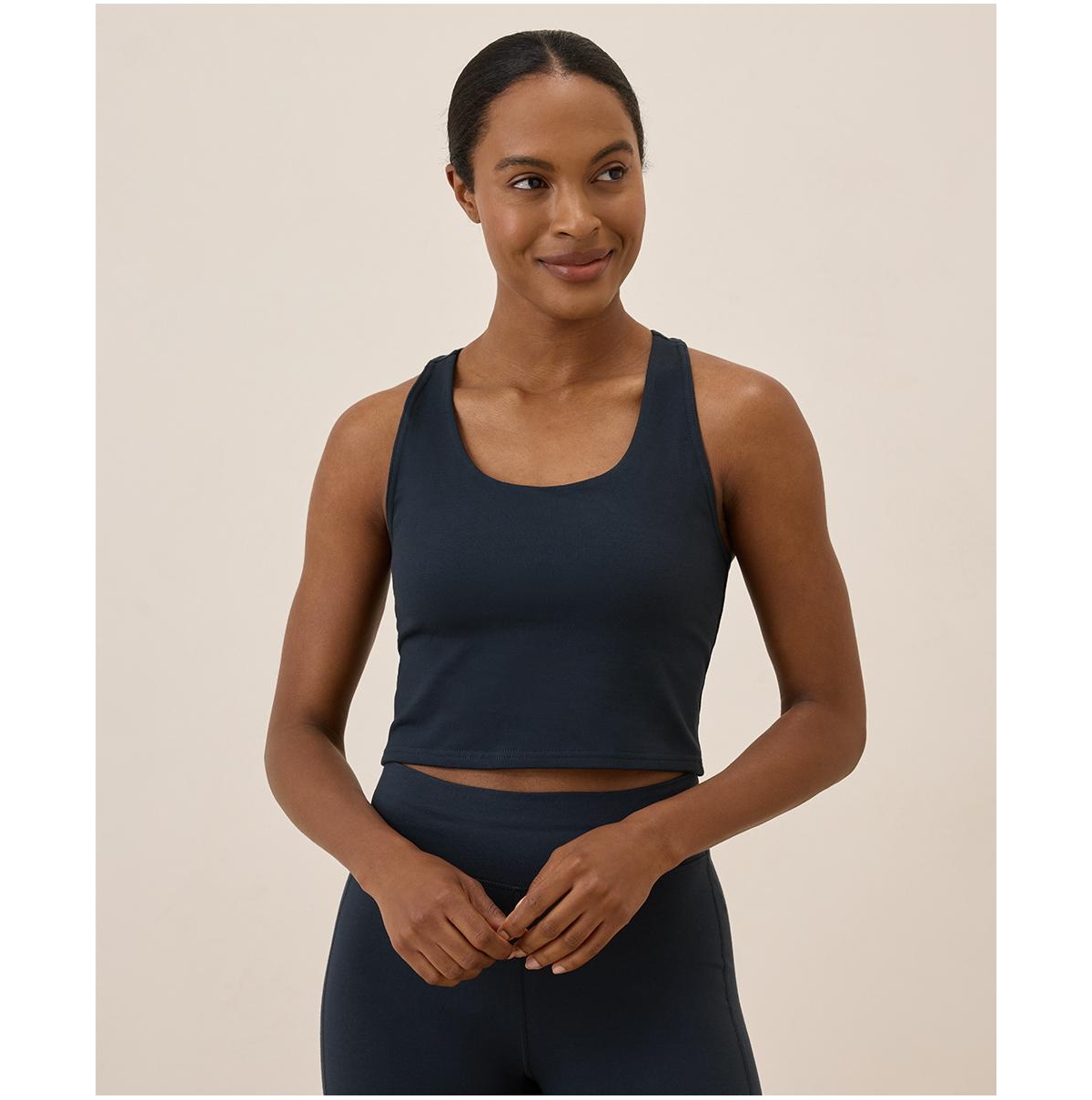 Women's On the Go-To Crop Tank Made With Organic Cotton - Midnight blue