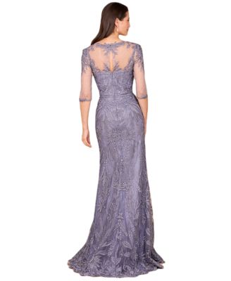 Women's Detachable Half Sleeve Lace Sheath Gown