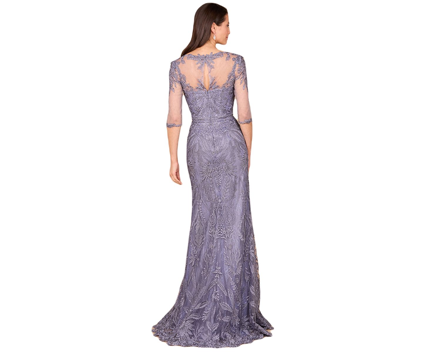 Женские платья Lara Detachable Half Sleeve Lace Sheath Gown, цвет: Серый синий — фото 2