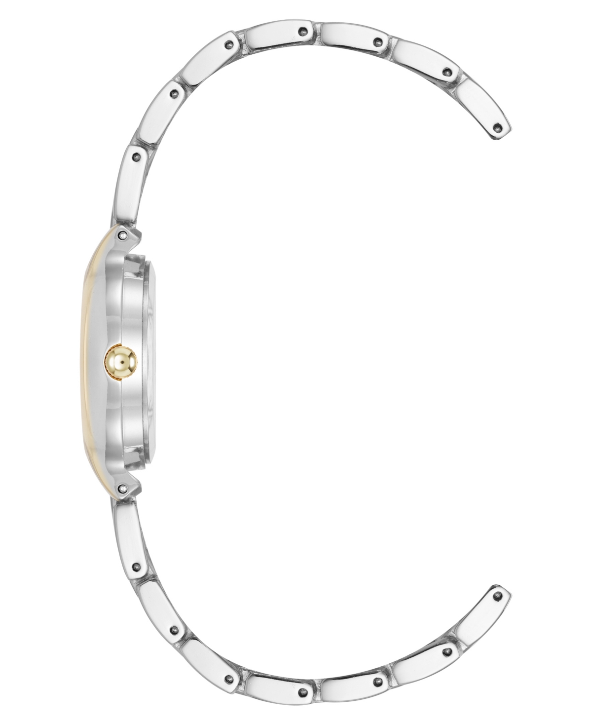 Anne Klein Women's Quartz Two-tone Metal Alloy And Black Crystal Accented Dial Watch, 28mm In Black,silver-tone,gold-tone