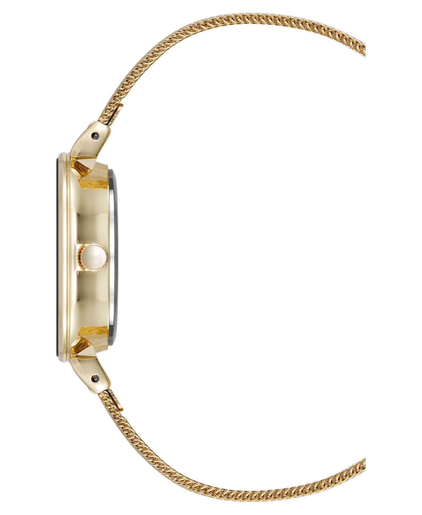 Женские часы Anne Klein Quartz Premium Round Gold-Tone Stainless Steel Mesh Watch, 29mm — фото 2