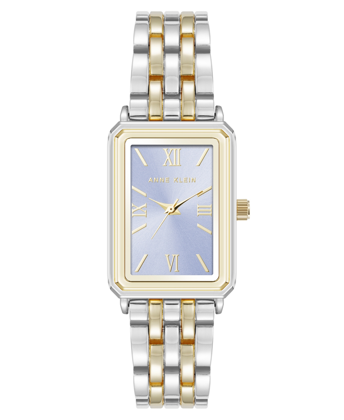 Anne Klein Women's Quartz Rectangular Estate Two-tone Metal Alloy And Light Blue Dial Watch, 25mm In Light Blue,silver-tone,gold-tone