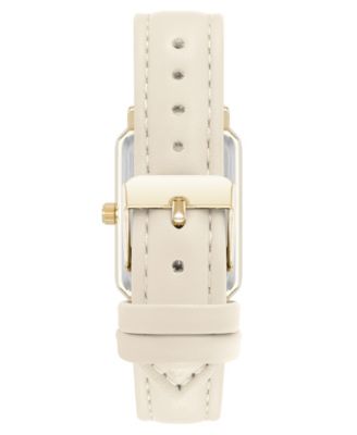 Women's Quartz Casual Cream Polyurethane Leather and Gold-Tone Metal Alloy Watch, 25mm