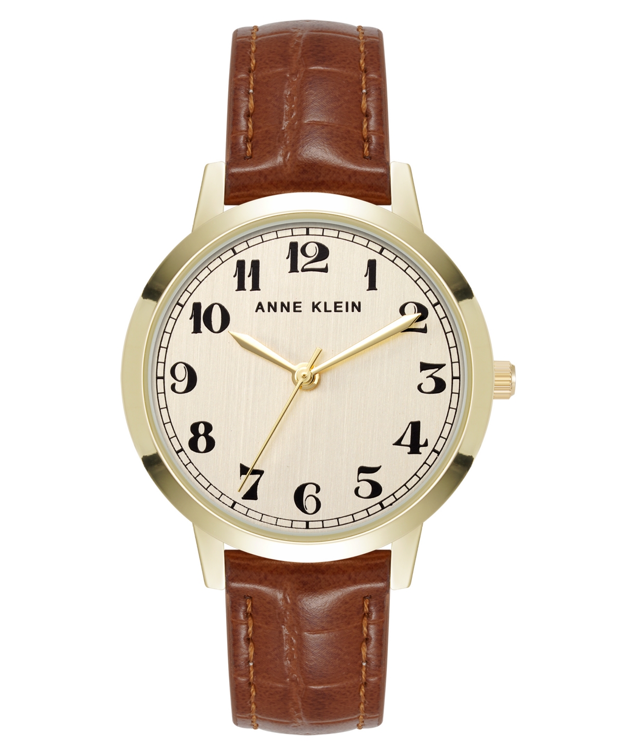 Shop Anne Klein Women's Quartz Casual Brown Polyurethane Leather And Gold-tone Metal Alloy Boyfriend Watch, 34mm In Brown,gold-tone