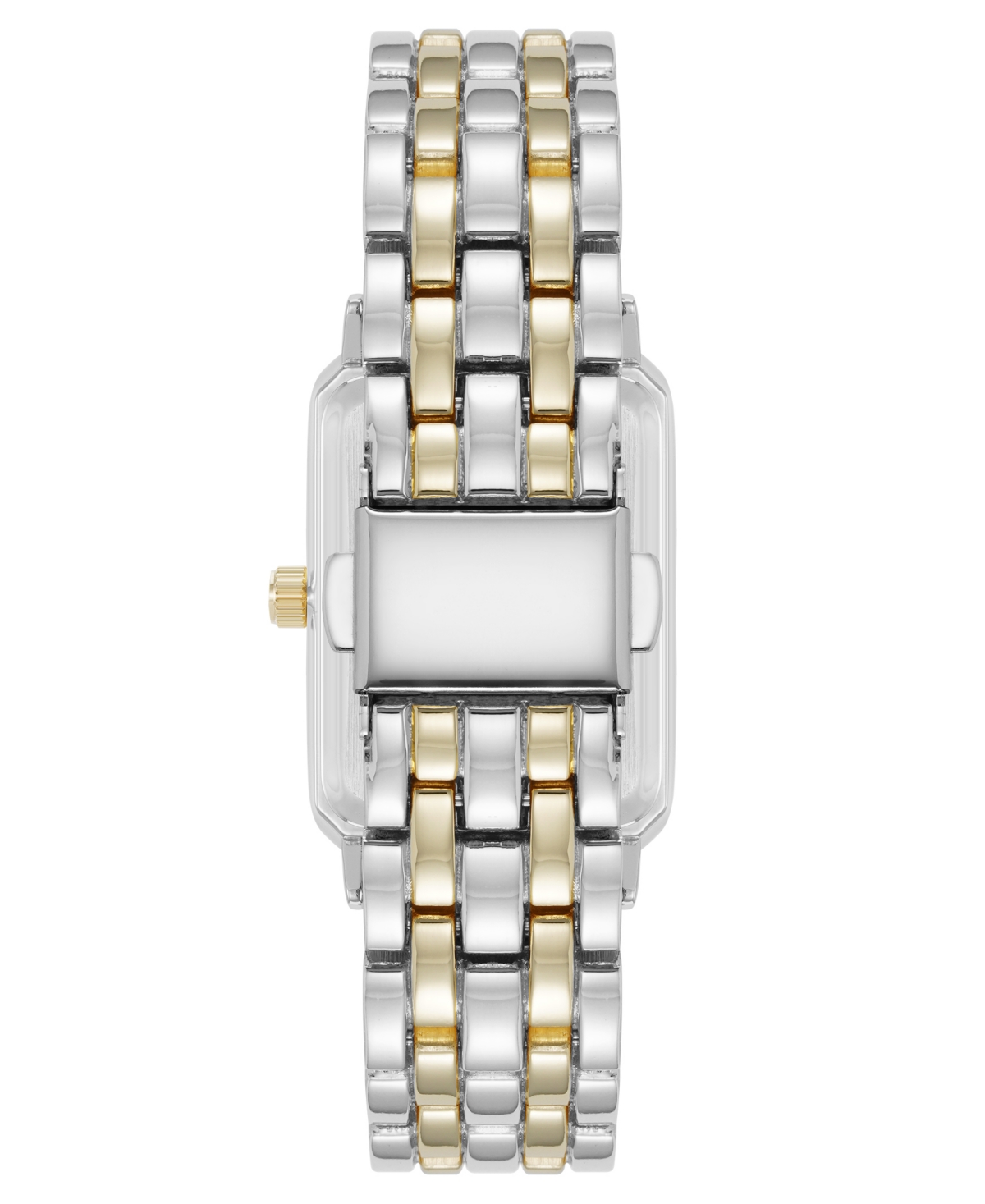 Anne Klein Women's Quartz Rectangular Roman Numeral Two-tone Metal Alloy And Light Blue Dial Watch, 23mm In Silver-tone,gold-tone