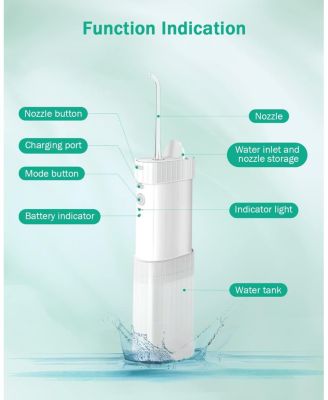 Portable Water Flosser - 4 Nozzle Types, 3 Modes, IPX7 Waterproof, 1100mAh Battery, Essential for Travel Oral Care