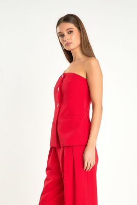 Women's Strapless Buttoned Long Top