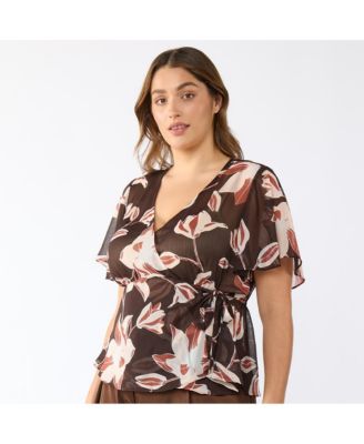 Plus Size Azalea Petal Faux-Wrap Top