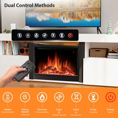 Mantel Wooden Surround Free Standing TV Stand Electric Fireplace