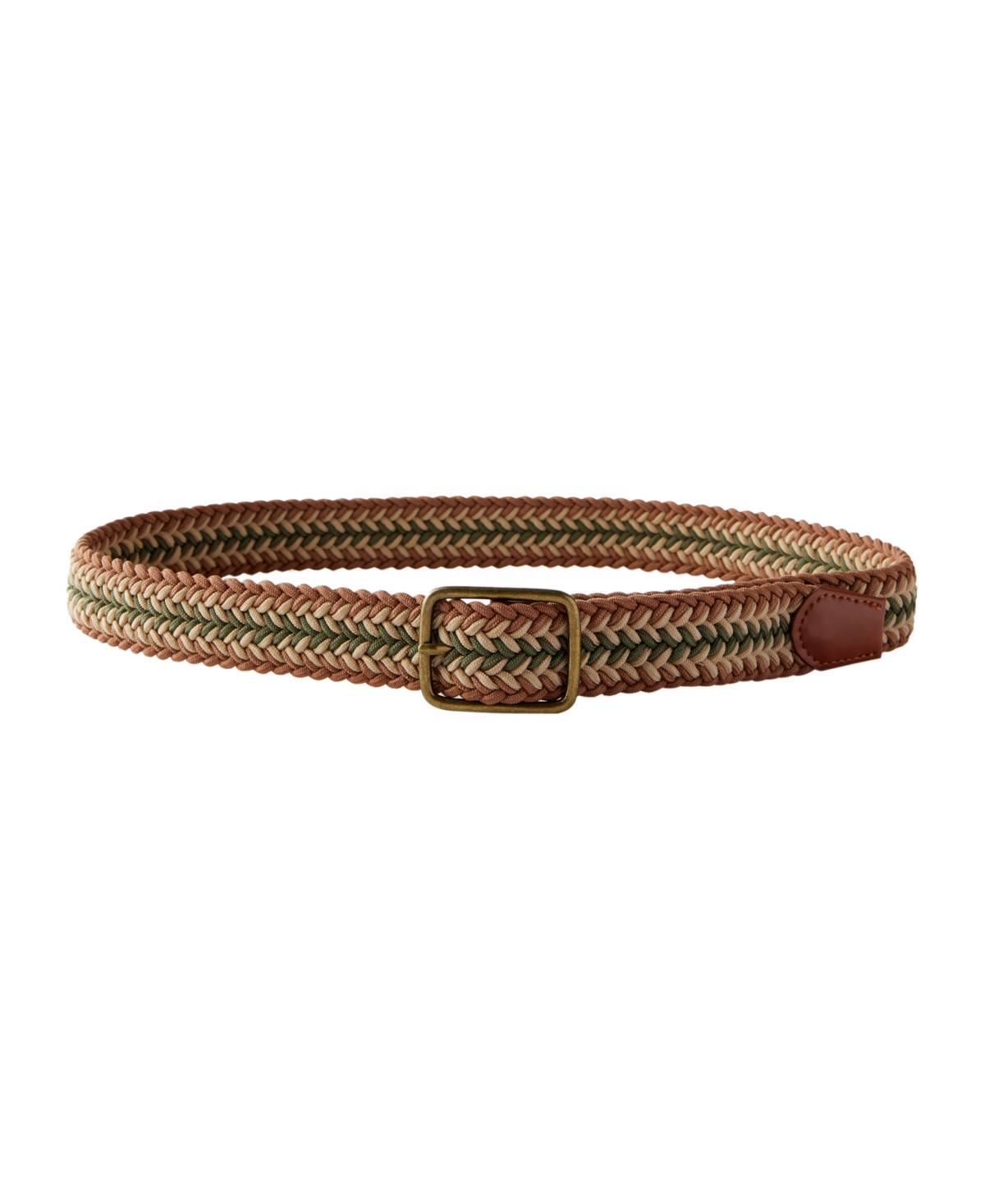 Cotton On Men's Avenue Braided Belt In Brown,green,vintage White,burnished B
