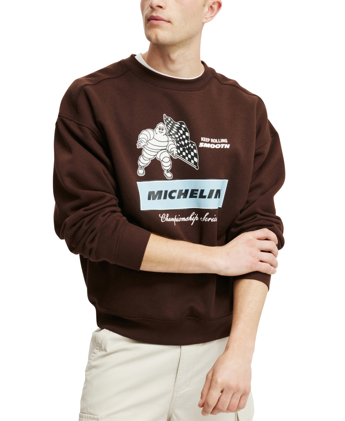 Shop Cotton On Men's Michelin Box Fit Crew T-shirt In Dark Oak,michelin Championship