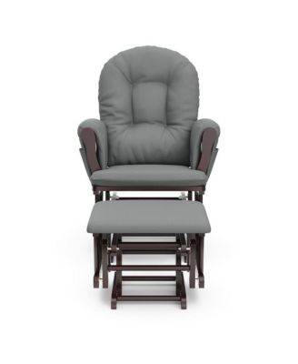 Hoop Glider and Ottoman - Espresso with Gray