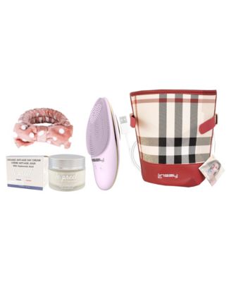 Facial Cleansing Brush with LED Photon Therapy Bundle with le preel Paris Day Time Cream, USB Cable, Headband and Bag