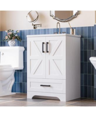 Bathroom Vanity with Sink, 24 Inch Farmhouse Bathroom Sink Cabinet