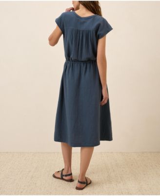 Women's Organic Cotton Coastal Double Gauze Tiered Midi Dress