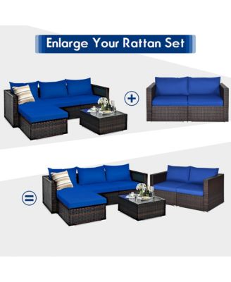 2PCS Patio Rattan Corner Sofa Sectional Furniture