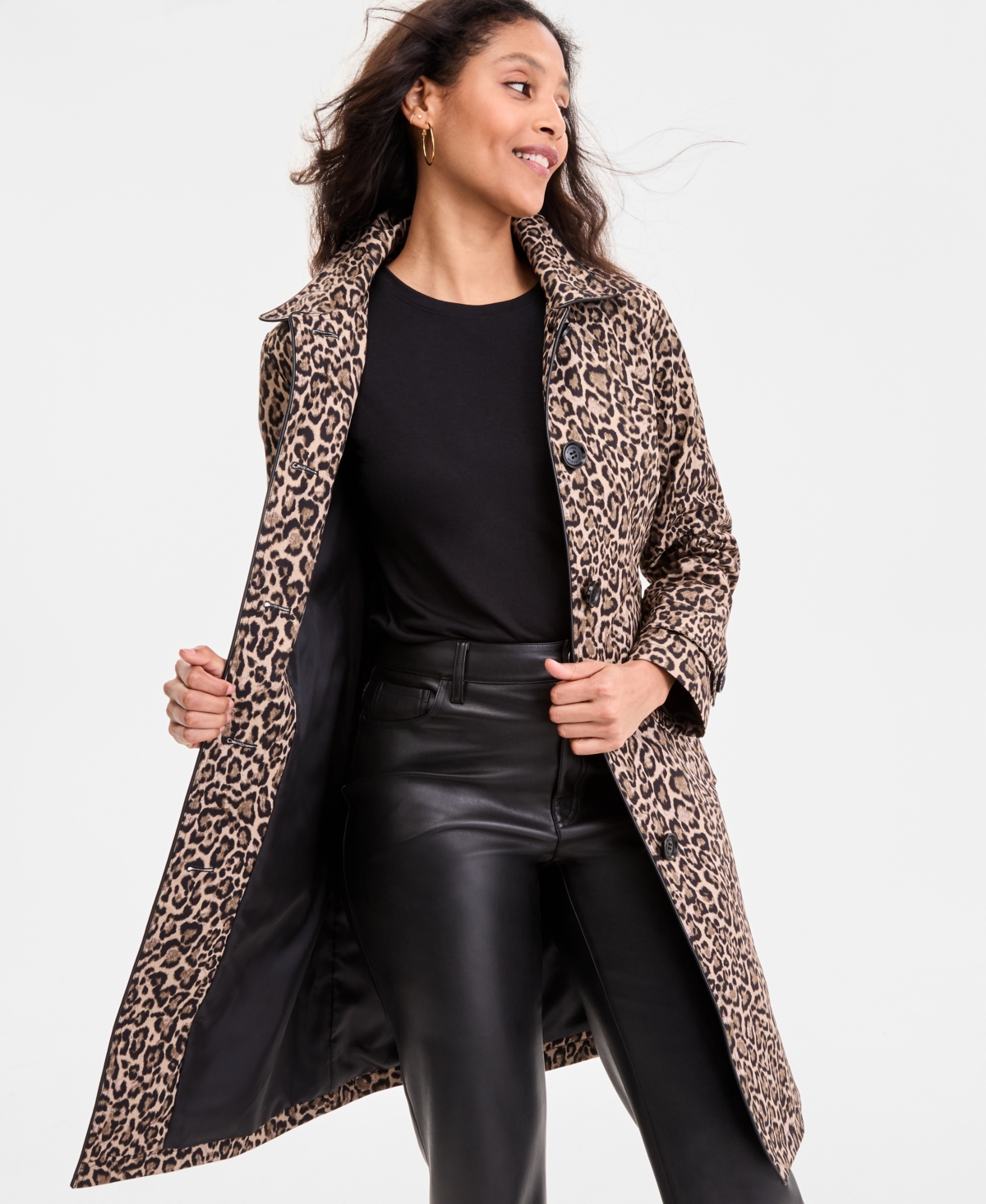 Michael Kors Michael  Petite Single-breasted Belted Trench Coat In Brown