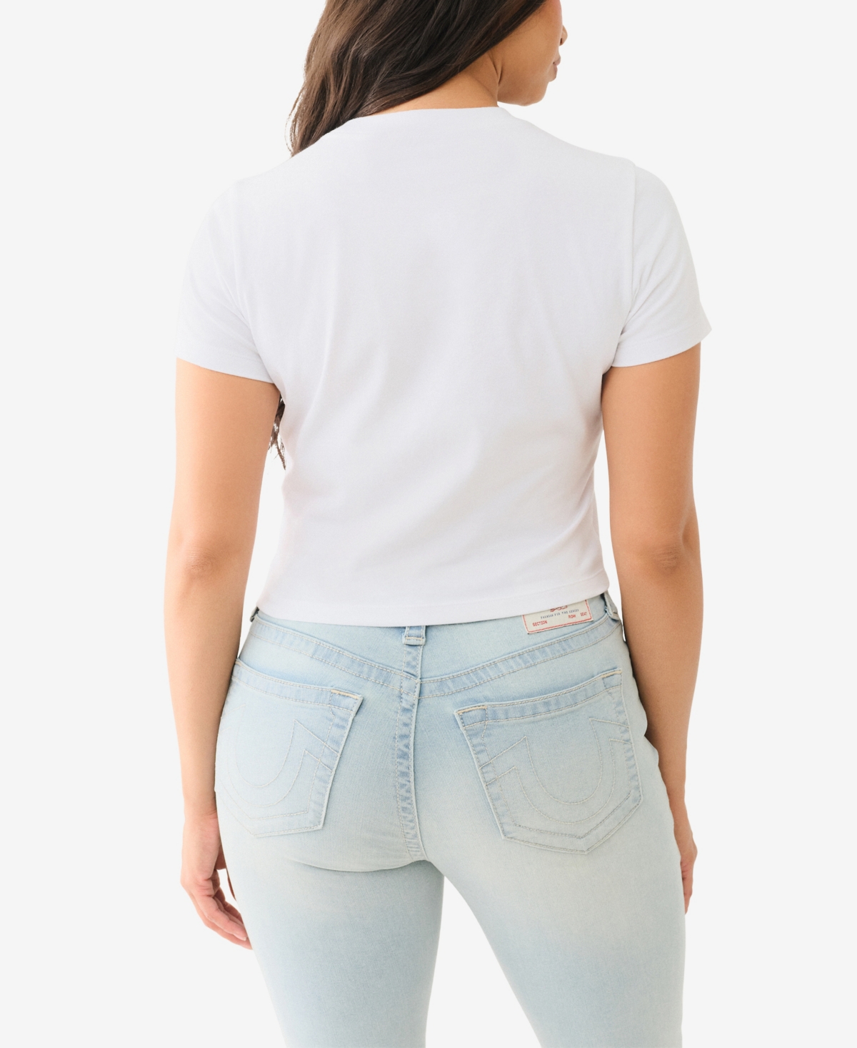 TRUE RELIGION WOMEN'S SHORT SLEEVE CRYSTAL BUTTERFLY BABY T-SHIRT 