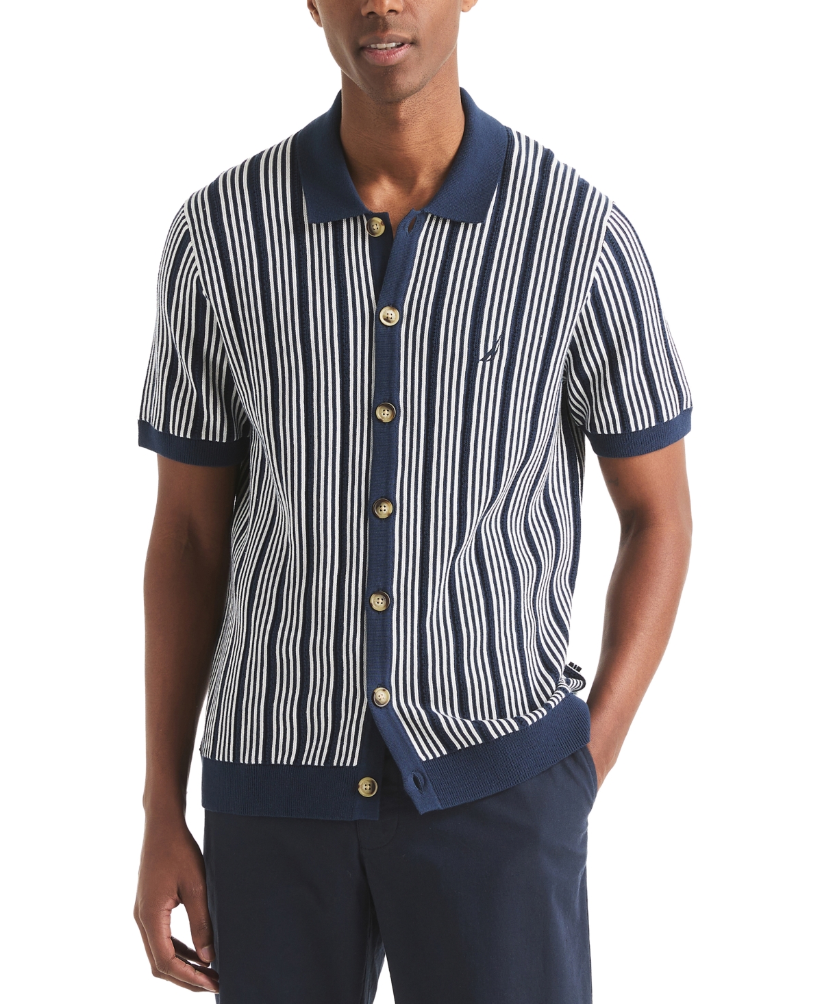 Nautica Men's Classic-fit Stripe Sweater-knit Polo Shirt