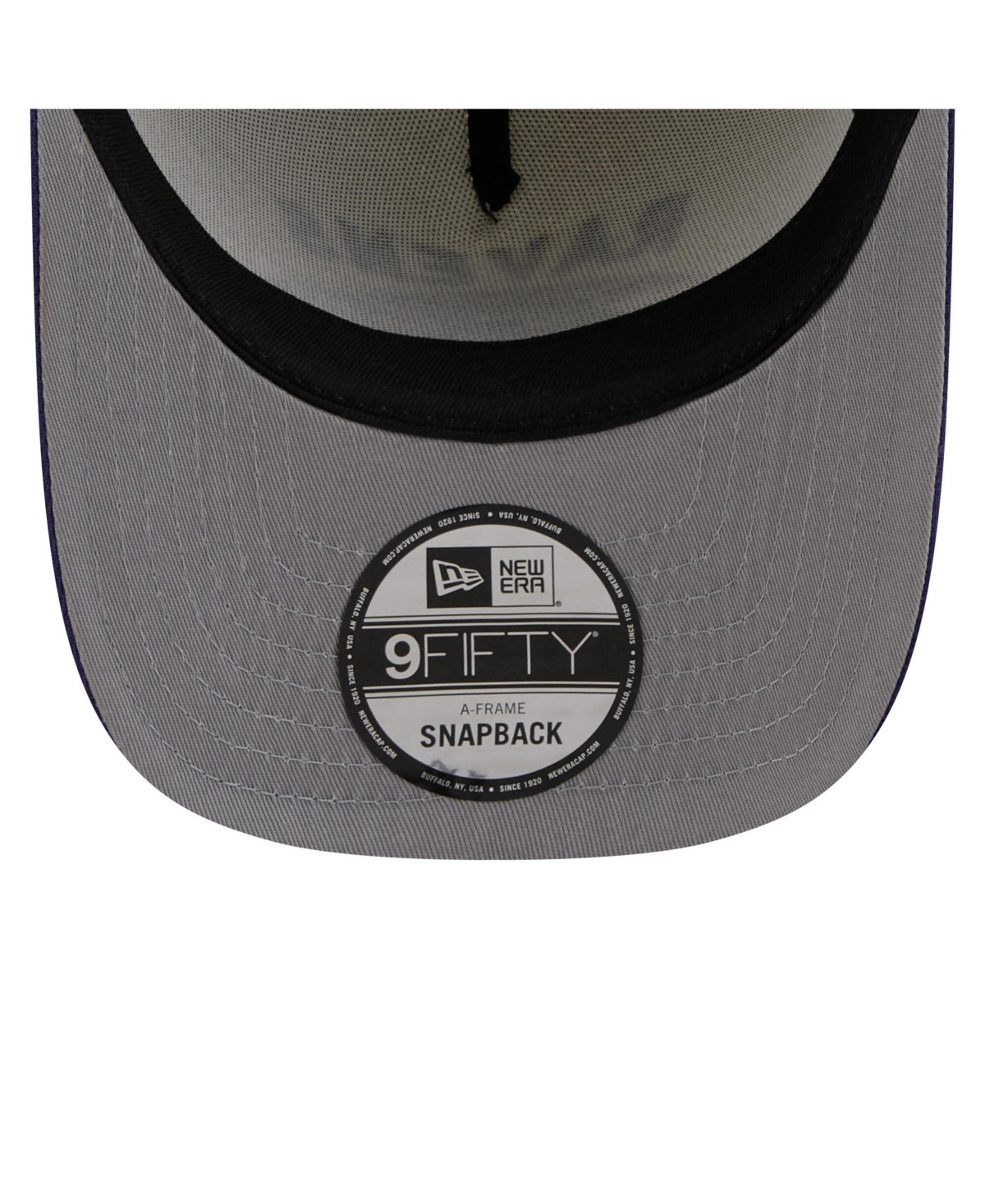 NEW ERA MEN'S CREAM/PURPLE BALTIMORE RAVENS 2025 NFL DRAFT A-FRAME 9FIFTY SNAPBACK HAT 