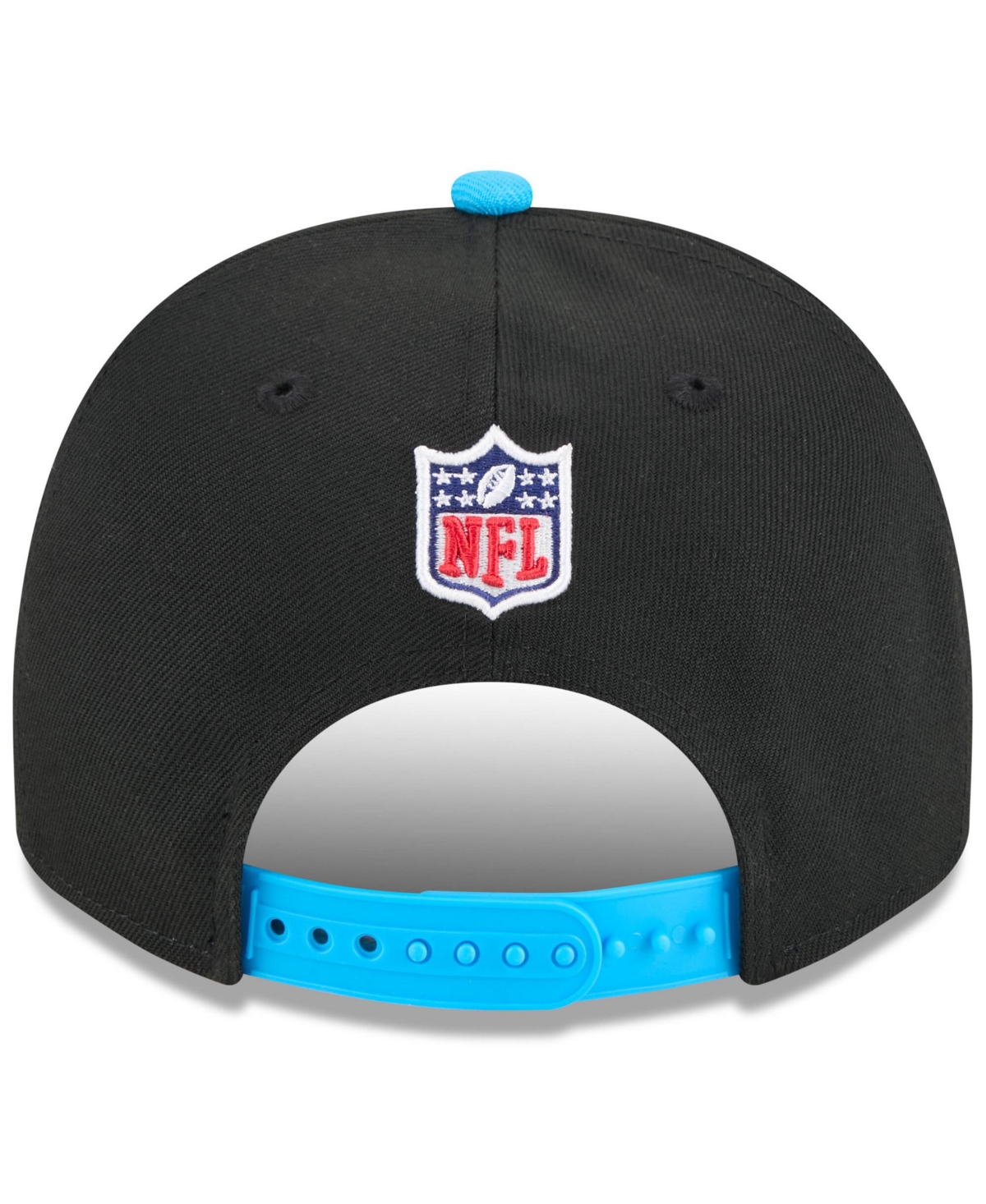 NEW ERA MEN'S BLACK/BLUE CAROLINA PANTHERS 2025 NFL DRAFT A-FRAME 9FIFTY SNAPBACK HAT 