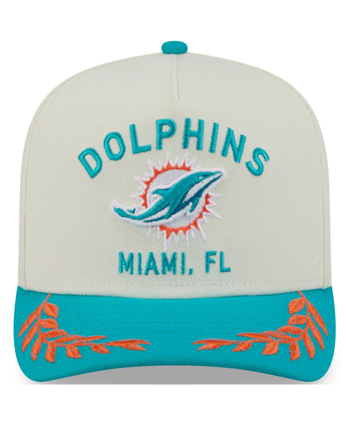 New Era Men's Cream/aqua Miami Dolphins 2025 Nfl Draft A-frame 9fifty Snapback Hat In Cream,aqua