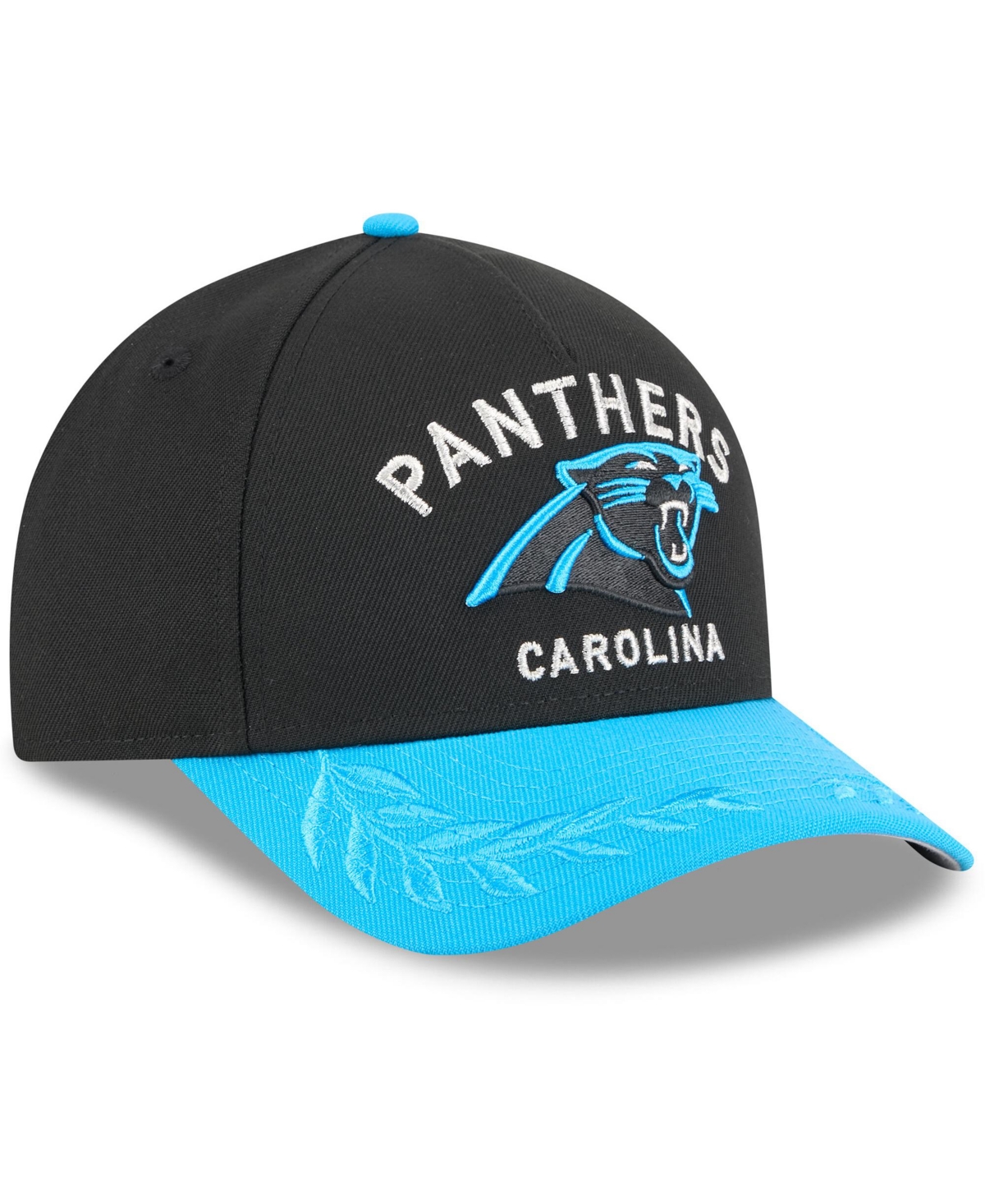 Shop New Era Men's Black/blue Carolina Panthers 2025 Nfl Draft 9forty A-frame M-crown Adjustable Hat In Black,blue