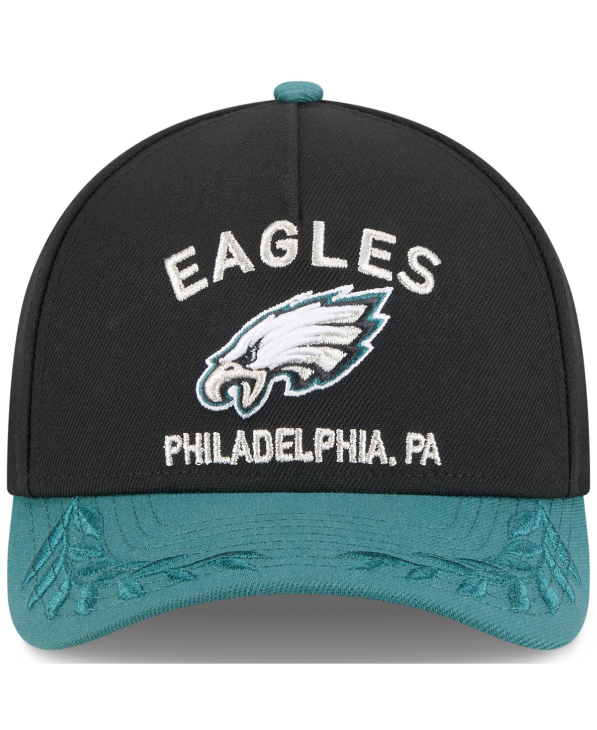 NEW ERA MEN'S BLACK/GREEN PHILADELPHIA EAGLES 2025 NFL DRAFT 9FORTY A-FRAME M-CROWN ADJUSTABLE HAT 