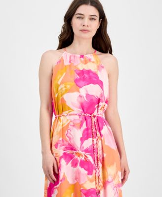 Women's Tiered Floral Halter Maxi Dress