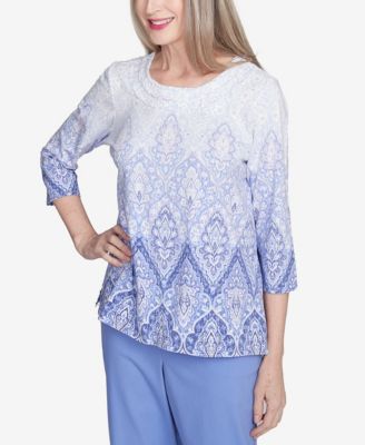 Women's Santa Fe Ombre Medallion Printed Crew Neck Top