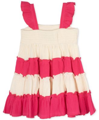 Baby Girls Flower Crochet Cotton Tiered Dress